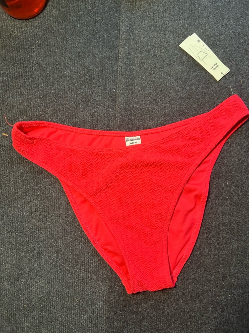 Red Textured Bikini Bottom - Women Swim